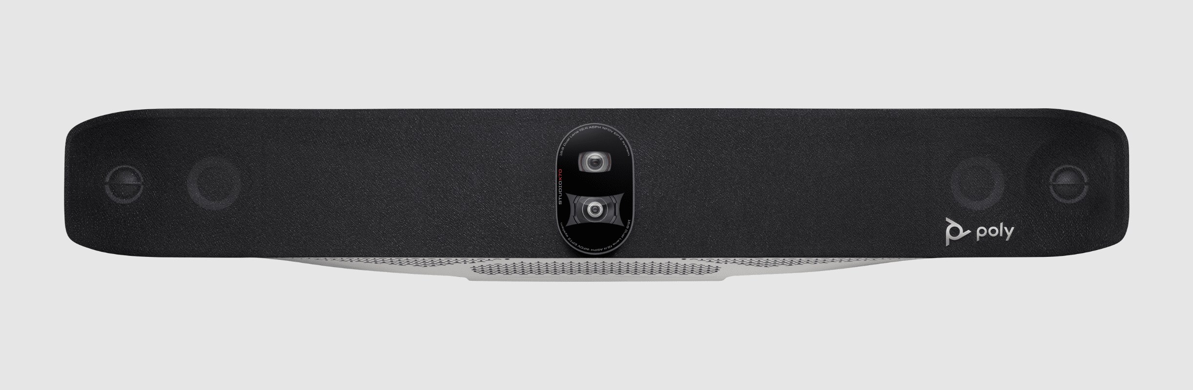 Front view of the Poly Studio X70 video conferencing bar